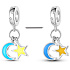 Charm Sterling silver 925 Luminous - Crescent and star that glows in the dark, universe bracelet pendant
