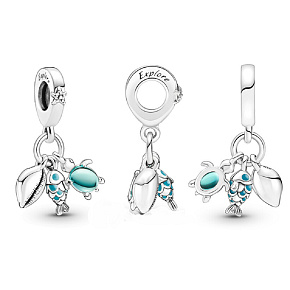 Charm Sterling Silver 925 Fish, Sea Turtle, and Shell 3-in-1, Sea Bracelet Pendant