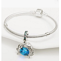 Charm Sterling silver 925 Crab blue Murano glass animal bracelet pendant