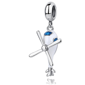 Charm Sterling silver 925 Helicopter, travel bracelet pendant