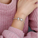 Charm Sterling silver 925 Little girl with pigtails, bead for bracelet, family