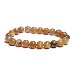 Moonstone black bracelet elastic natural stone, ball 8 mm / 16-17 cm, stone of destiny