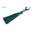 108 Mala 7 chakra necklace, Agate green meditation jewelry, natural stone, elastic, tassel 8 cm, bead 6 mm