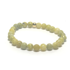 Jasper yellow-green bracelet elastic natural stone, ball 6 mm / 16 - 17 cm, stone of positive energy
