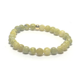 Jasper yellow-green bracelet elastic natural stone, ball 6 mm / 16 - 17 cm, stone of positive energy