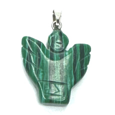 Malachitl Angel, angel wings pendant hand cut 25 x 21 x 5 mm, wishing stone