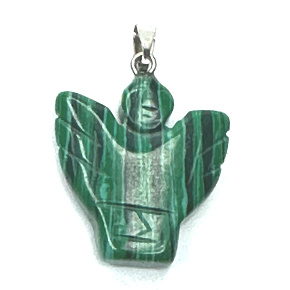 Malachitl Angel, angel wings pendant hand cut 25 x 21 x 5 mm, wishing stone