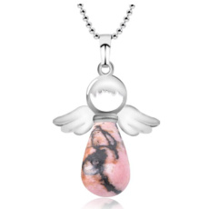 Rodonite Angel pendant natural stone 4,2 x 3 cm, stone of forgiveness