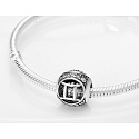 Gemini, zodiac sign, silver + cubic zirconia bracelet pendant, ball 9 mm 1 piece