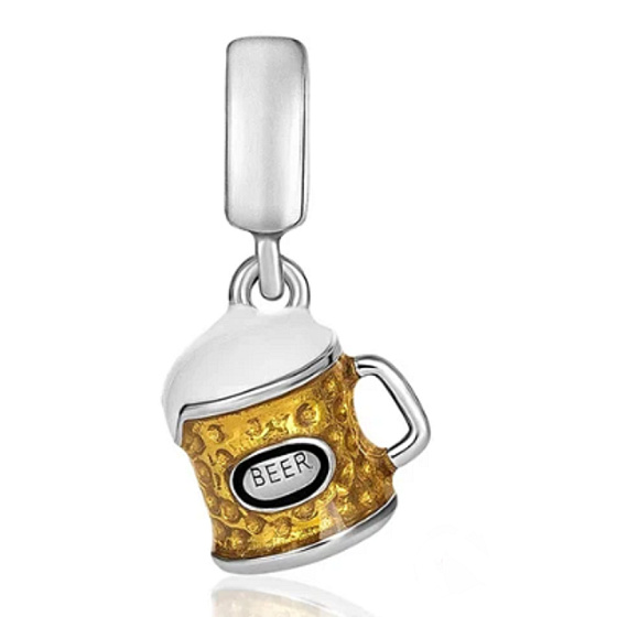 Charm Sterling silver 925 Beer, food and drink bracelet pendant