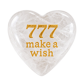 Wish Stone 777 – heart made of natural crystal with the inscription Make a Wish – luck, wishes and love