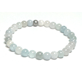 Morganite blue bracelet elastic natural stone, ball 6 mm / 16 - 17 cm, stone of divine love