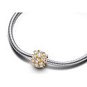 Charm Sterling silver 925 Gold glitter round charm, bead on bracelet symbol
