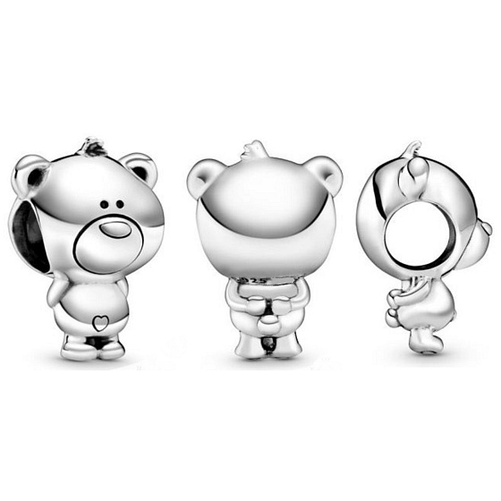 Charm Sterling silver 925 Bear Theo, bead on bracelet animal