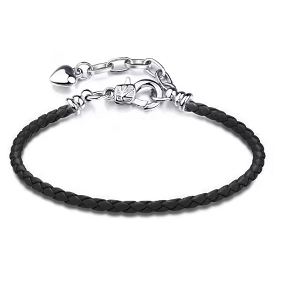 Černý kožený náramek 18 cm – kovové zapínání