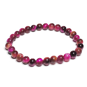 Tiger eye pink bracelet elastic natural stone, ball 6 mm / 16-17 cm, stone of the sun and earth, brings luck and wealth