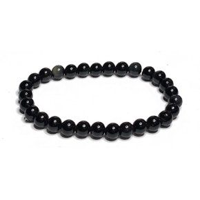 Obsidian bracelet elastic natural stone, ball 6 mm / 16-17 cm, rescue stone