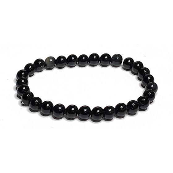 Obsidian bracelet elastic natural stone, ball 6 mm / 16-17 cm, rescue stone