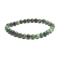 Jasper African imitation turquoise bracelet elastic natural stone, ball 6 mm / 16 - 17 cm