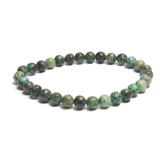 Jasper African imitation turquoise bracelet elastic natural stone, ball 6 mm / 16 - 17 cm