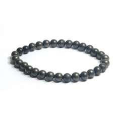 Pyrite bracelet elastic natural stone, ball 6 mm / 16-17 cm, master of self-confidence and abundance