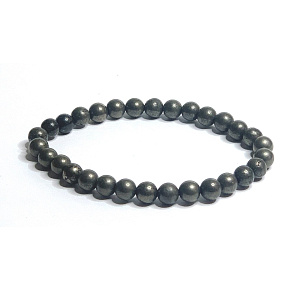 Pyrite bracelet elastic natural stone, ball 6 mm / 16-17 cm, master of self-confidence and abundance