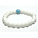 Agate white matt + Blue eye bracelet elastic natural stone, bead 8 mm / 16-17 cm, provides peace and tranquility