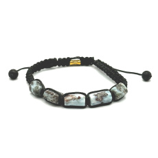 Larimar bracelet natural stone, hand knitted, adjustable size, stone of mythical Atlantis