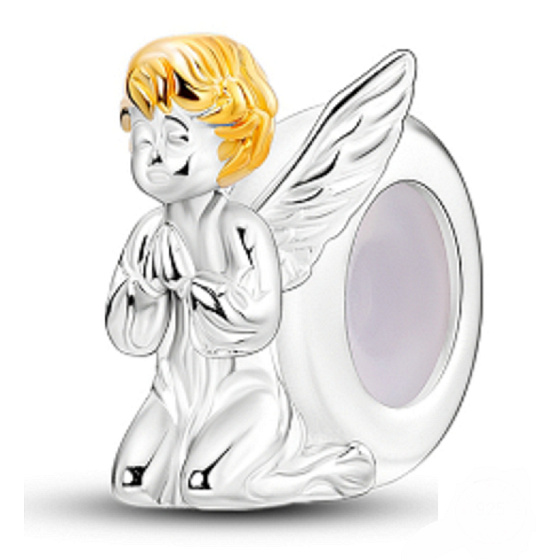 Charm Sterling silver 925 Praying angel bead on bracelet symbol