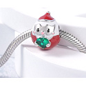 Sterling silver 925 Santa and green heart bead bracelet Christmas