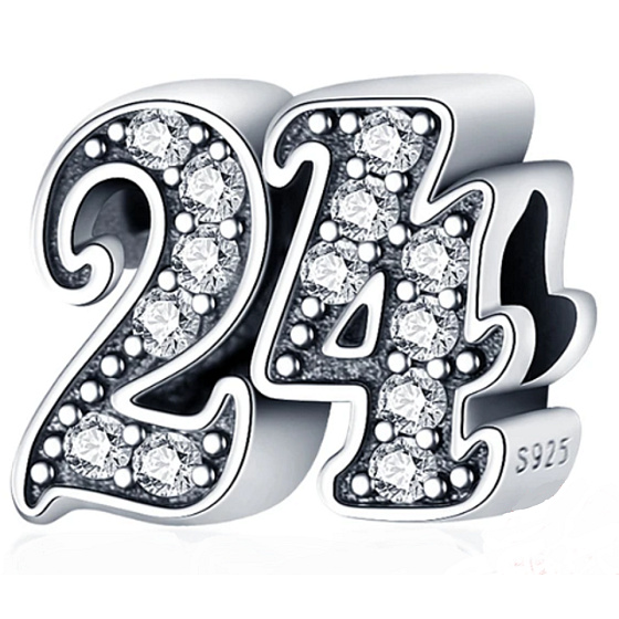 Charm Sterling silver 925 24 anniversary, bead on bracelet