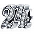 Charm Sterling silver 925 24 anniversary, bead on bracelet