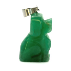 Aventurine Dog pendant natural stone, hand cut figurine 1,8 x 2,5 x 8 mm, stone of love, joy