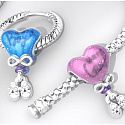 Charm Sterling silver 925 Heart and booties, Baby boy - Baby boy, bead on bracelet family