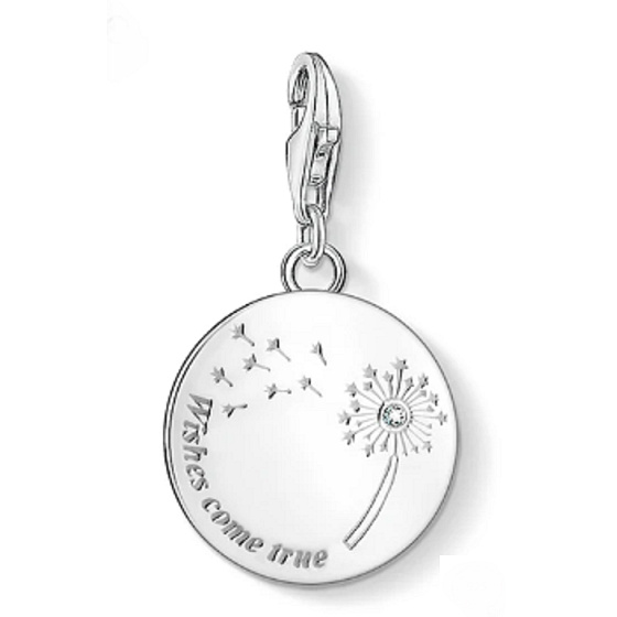 Charm Sterling silver 925 Dandelion - Wishes come true, lobster clasp bracelet pendant nature