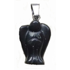Obsidian black Angel guardian pendant natural stone 2 - 2,2 cm, rescue stone Obsidian black Angel guardian pendant natural stone 2 - 2,2 cm, rescue stone