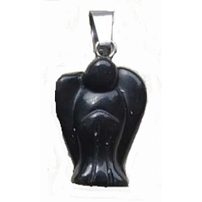 Obsidian black Angel guardian pendant natural stone 2 - 2,2 cm, rescue stone