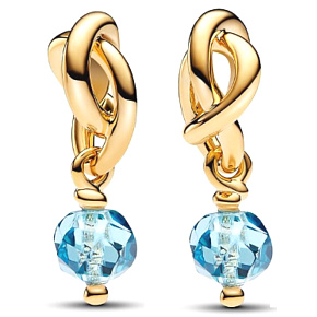 Charm Sterling Silver 925 Intertwined Faceted Eternity Circle Light Blue, Bracelet Pendant Symbol March