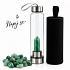 Glass crystal water bottle Drink Happiness – Natural Green Aventurine Point | 550 ml