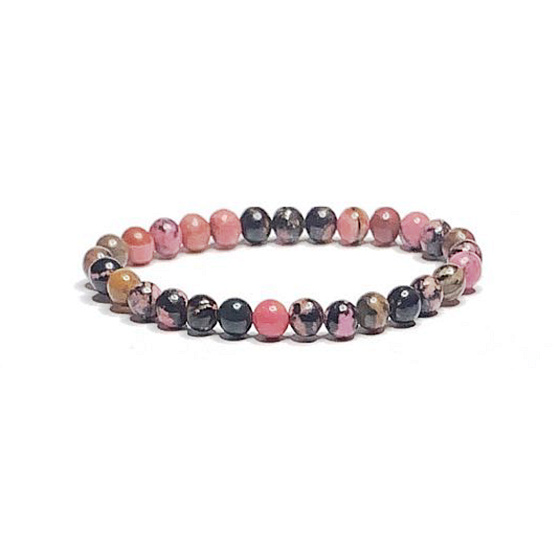 Rhodonite darker bracelet elastic natural stone, ball 6 mm / 16 - 17 cm, stone of forgiveness