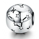 Pisces zodiac sign, pendant for bracelet silver + cubic zirconia, ball 9 mm 1 piece