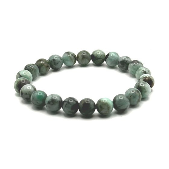 Emerald bracelet elastic natural stone, ball 8 mm / 16 - 17 cm, royal stone