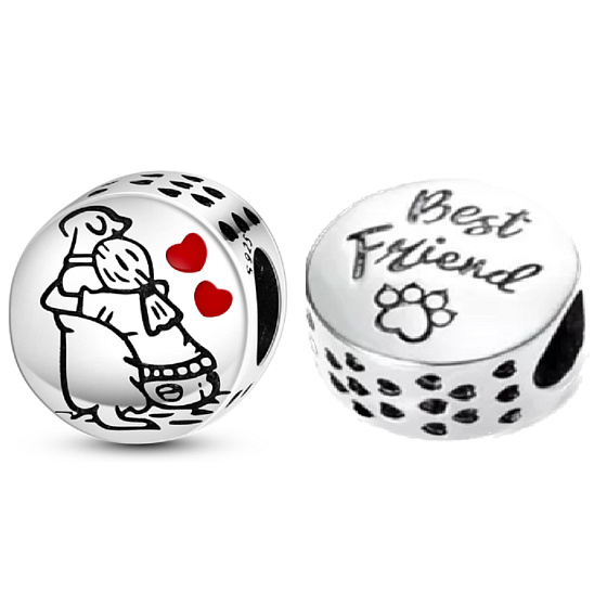 Sterling silver 925 Dog friend - forever, pet bracelet bead