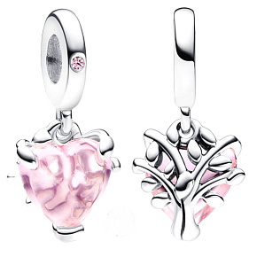 Charm Sterling silver 925 Rose tree of life, one heart, one origin, family bracelet pendant