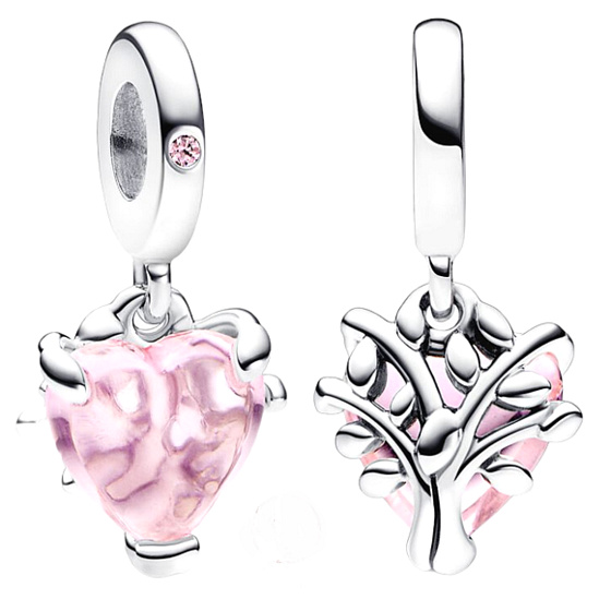 Charm Sterling silver 925 Rose tree of life, one heart, one origin, family bracelet pendant