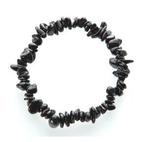 Tourmaline black bracelet elastic chopped natural stone 19 cm, guardian of good mood