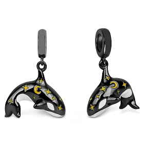 Charm Sterling silver 925 Star killer whale, animal bracelet pendant