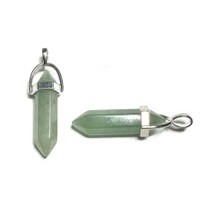Avanturine pendulum hexagon pendant natural stone 41 x 13 mm, lucky stone