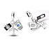 Charm Sterling Silver 925 Passport, Airplane, Camera 3in1, Travel Bracelet Pendant