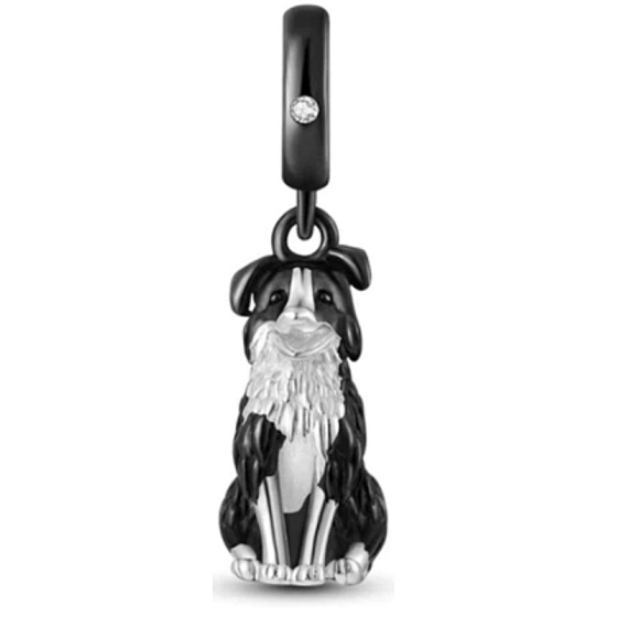 Charm Sterling Silver 925 Dog - Border Collie, Animal Bracelet Pendant